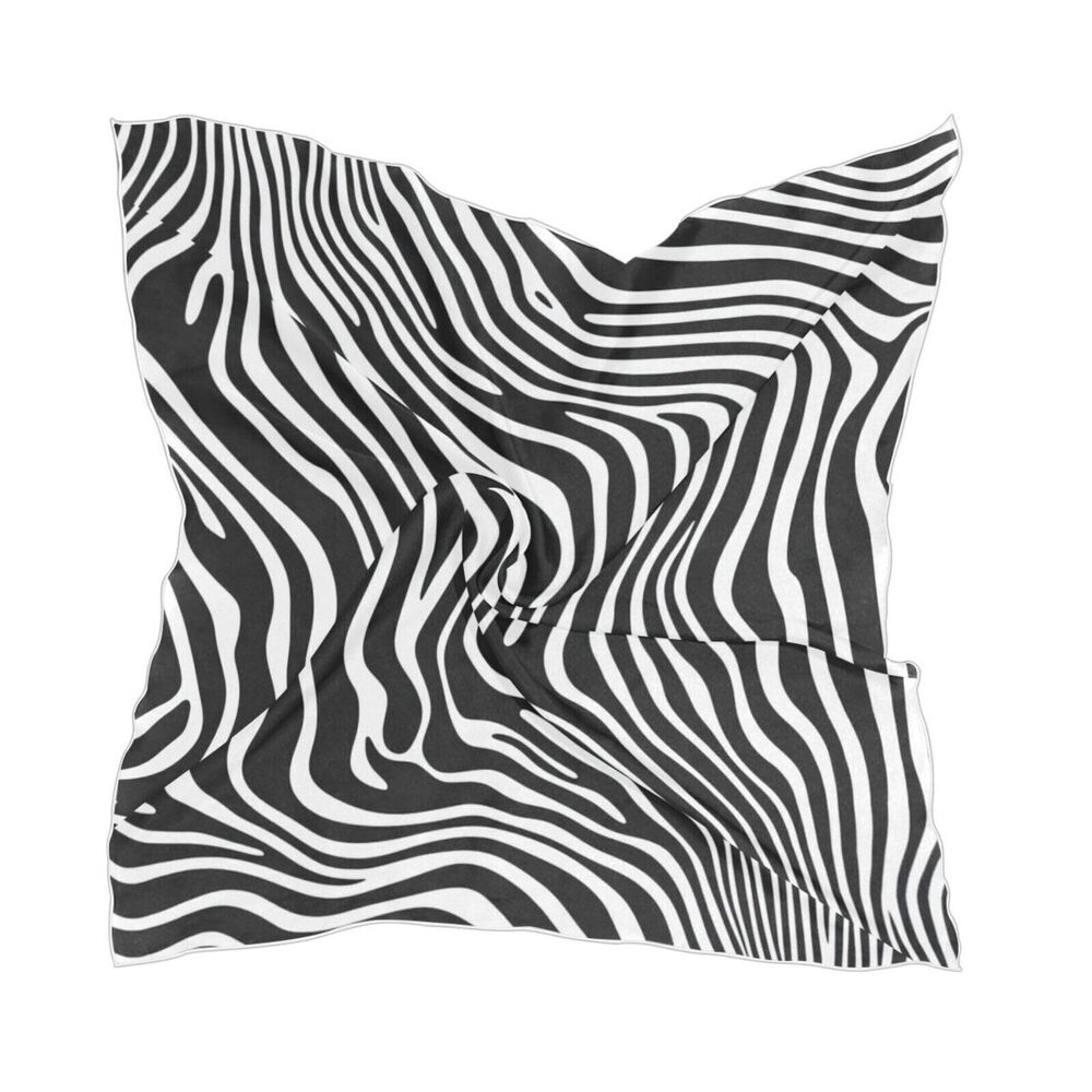 1117 Zebra Stripes Fashion Silk Scarf,Square Satin Headscarf Novelty Neck